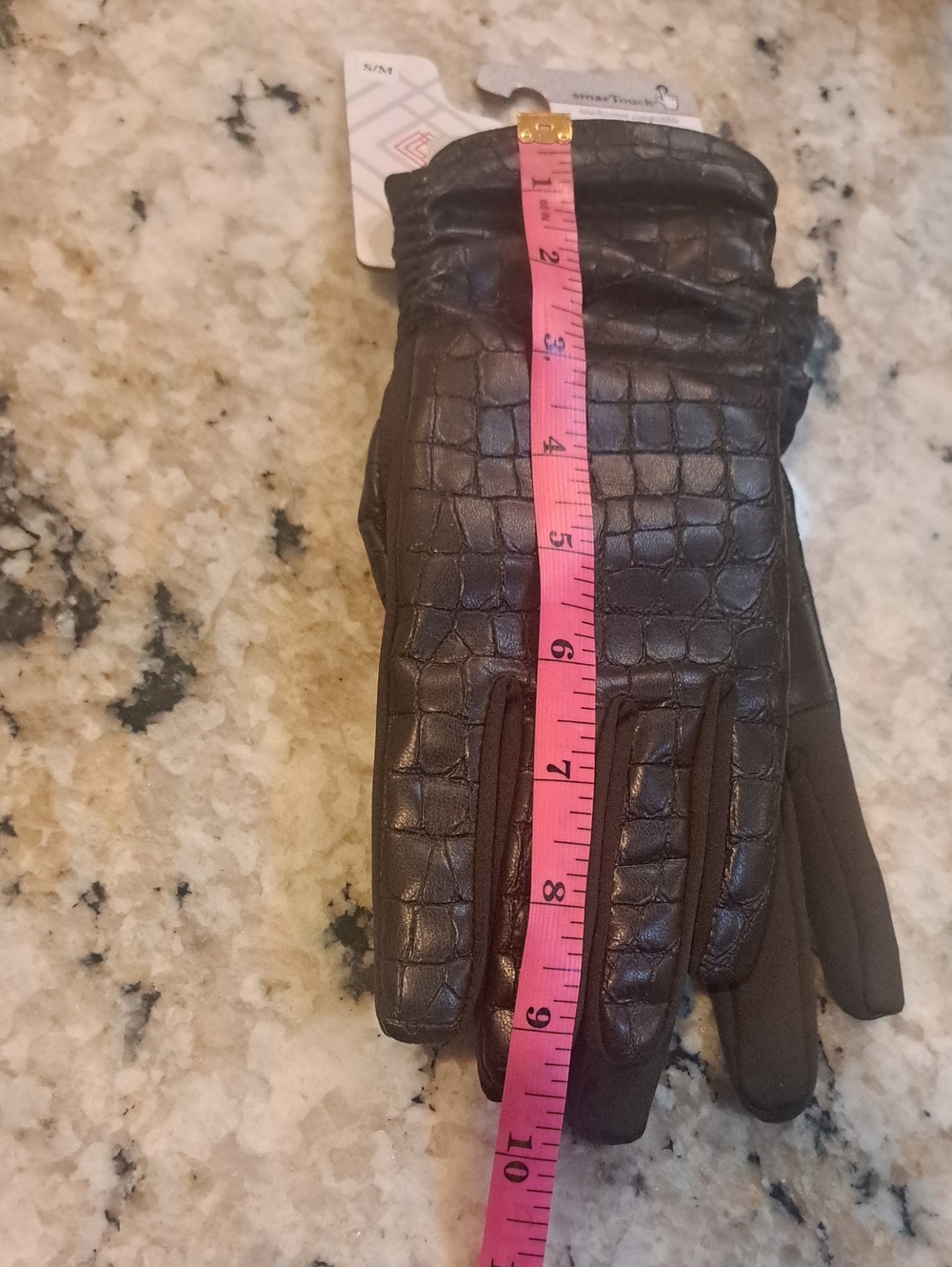 NEW Isotoner Women's Faux Croc Leather Gloves, Size S/M - Picture 9 of 10